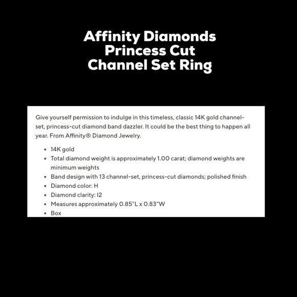 Affinity Diamonds 1 Carat Princess Cut Channel Set Ring 14k White Gold NIB - Picture 9 of 9